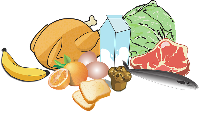 Pollo, Leche, Huevos, Frutas, Pez