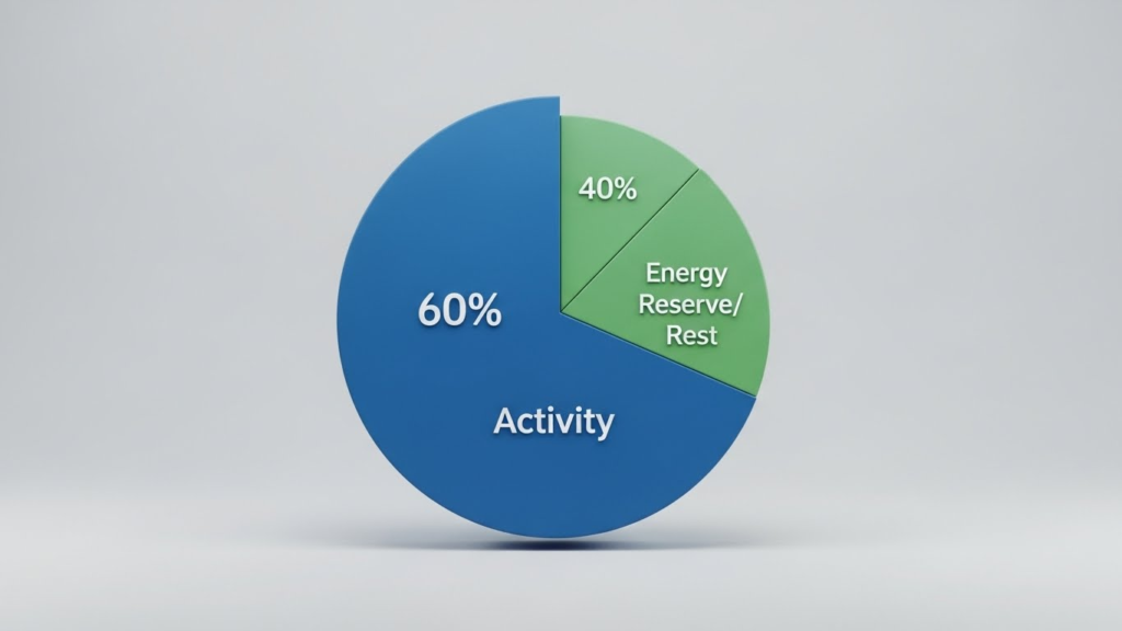 Gráfico de la Regla del 60% para el manejo de energía con enfermedad crónica.